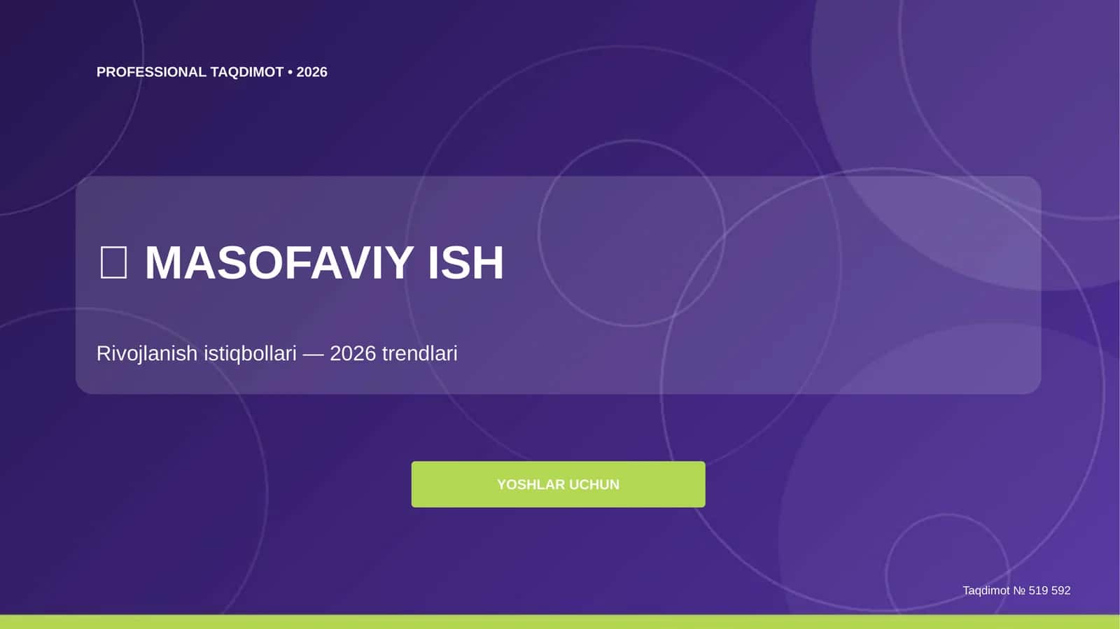 Masofaviy ish: rivojlanish istiqbollari (2026 trendlari) [yoshlar uchun] 1