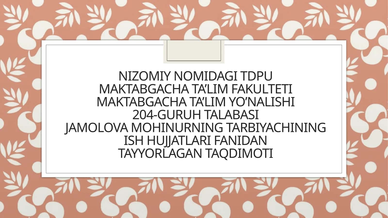 Davomatni qaydetish daftari 1