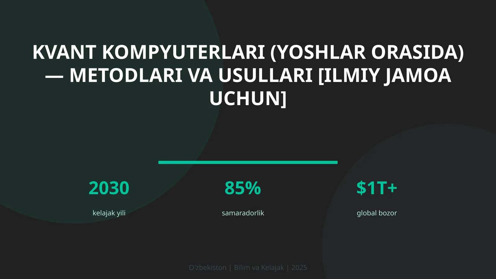 Kvant Kompyuterlari (Yoshlar Orasida) — Metodlari va Usullari [Ilmiy Jamoa Uchun] 1