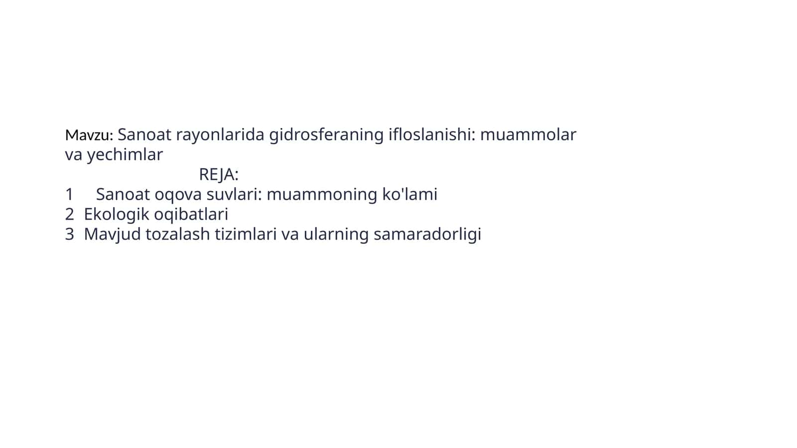 Sanoat rayonlaridagidrosferaningifloslanishi:muammolarvayechimlar 1