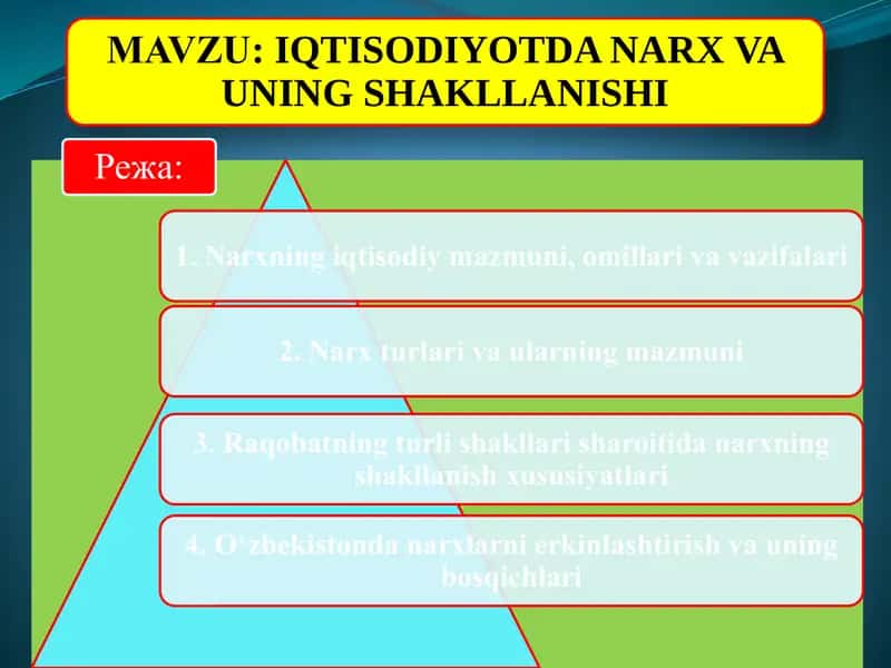 Narxga ta’sir etuvchi omillari 1