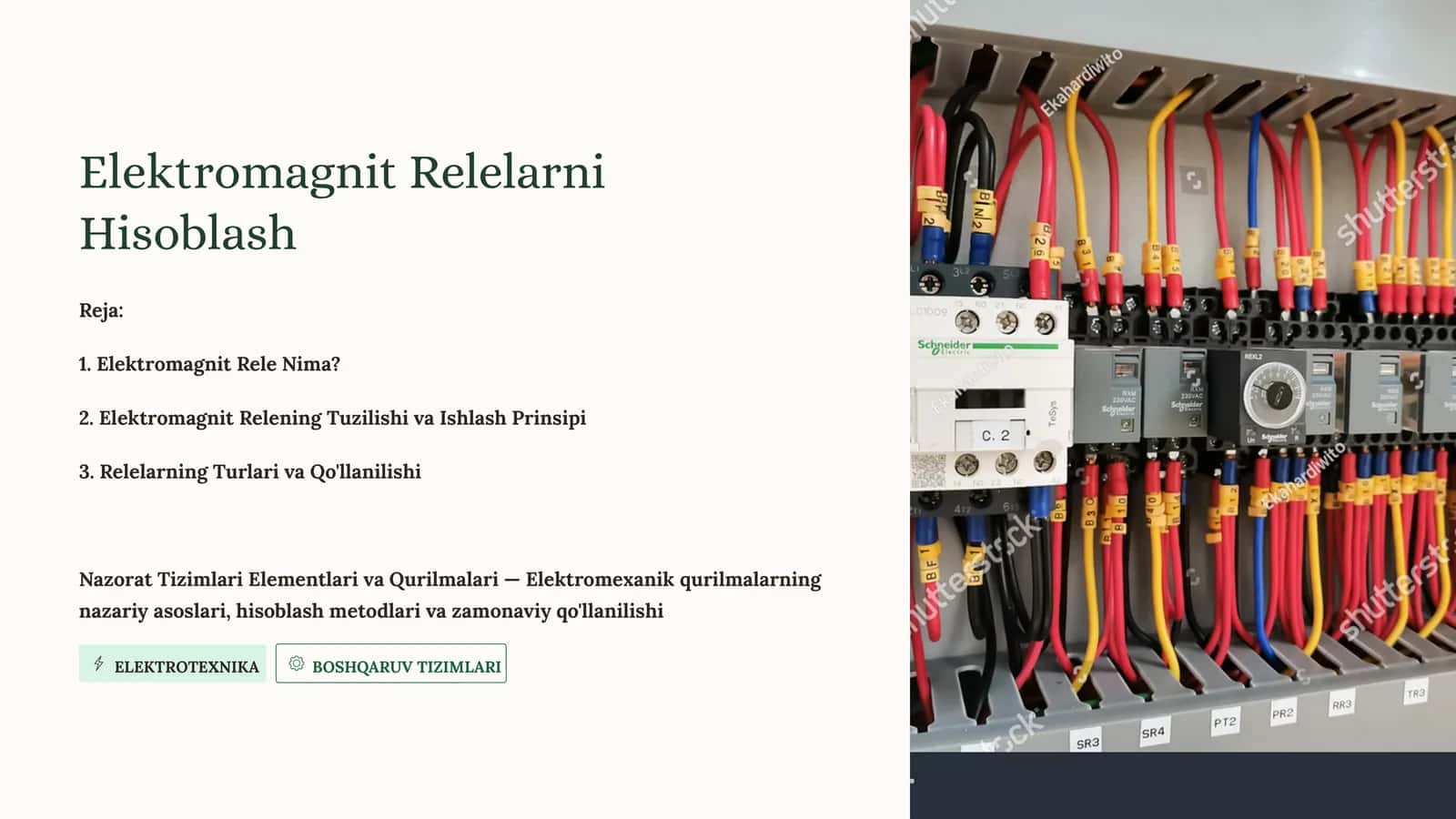 Elektromagnit Relelarni Hisoblash 1