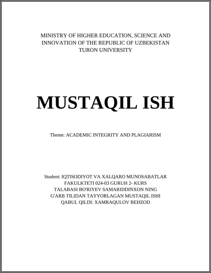 G'ARB TILIDAN TAYYORLAGAN MUSTAQIL ISHI 1