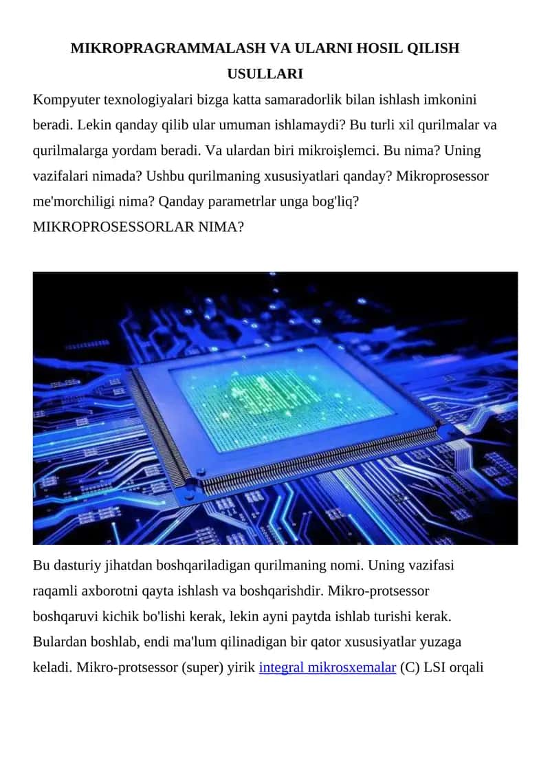 MIKROPROSESSORLAR NIMA? 1