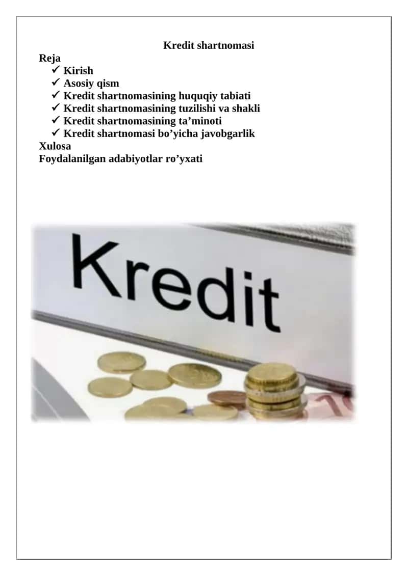 Kredit shartnomasi 1
