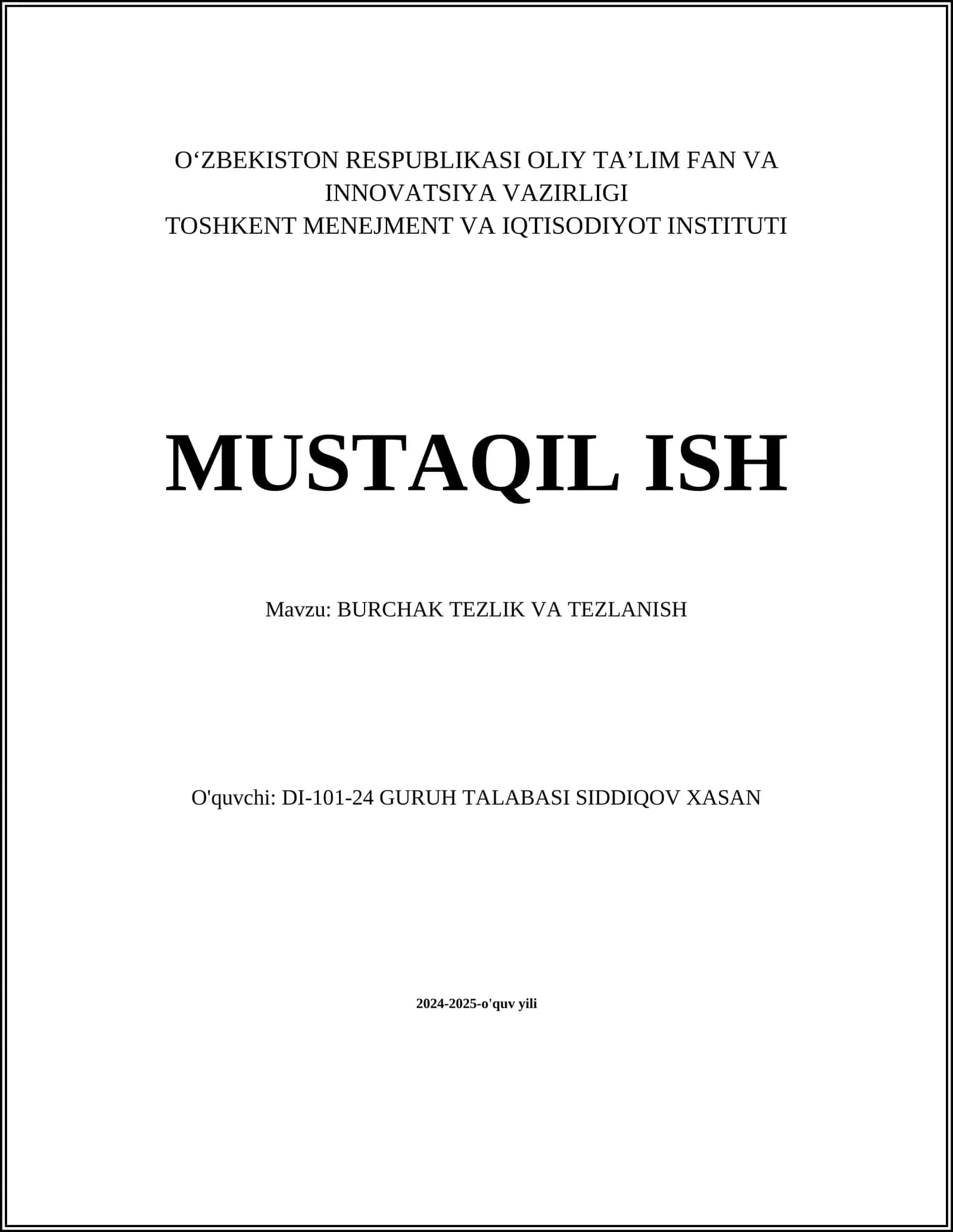 BURCHAK TEZLIK VA TEZLANISH 1