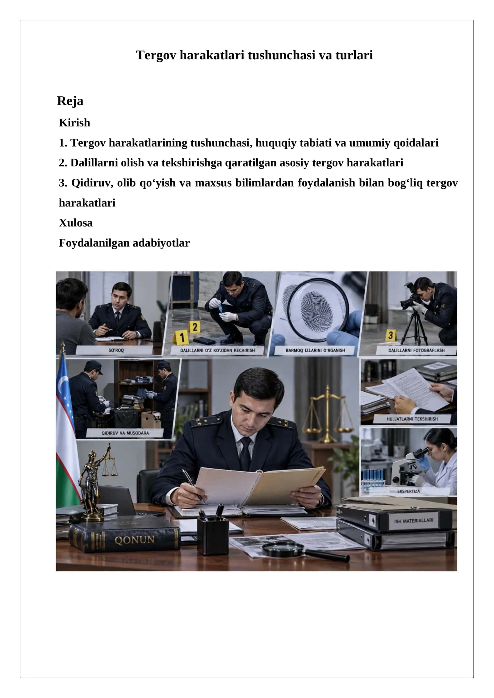 Tergov harakatlari tushunchasi va turlari 1