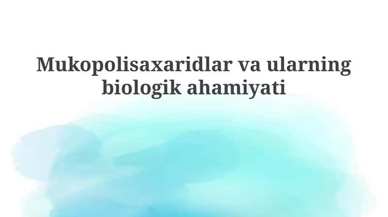 Mukopolisaxaridlar 1
