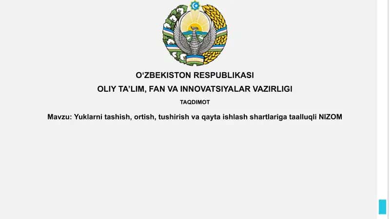 Yuklarni tashish, ortish, tushirish va qayta ishlash shartlari 1