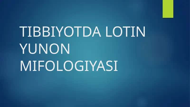 TIBBIYOTDA LOTIN YUNON MIFOLOGIYASI 1