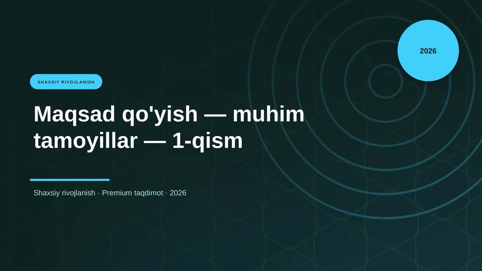 Maqsad qo'yish — muhim tamoyillar — 1-qism 1
