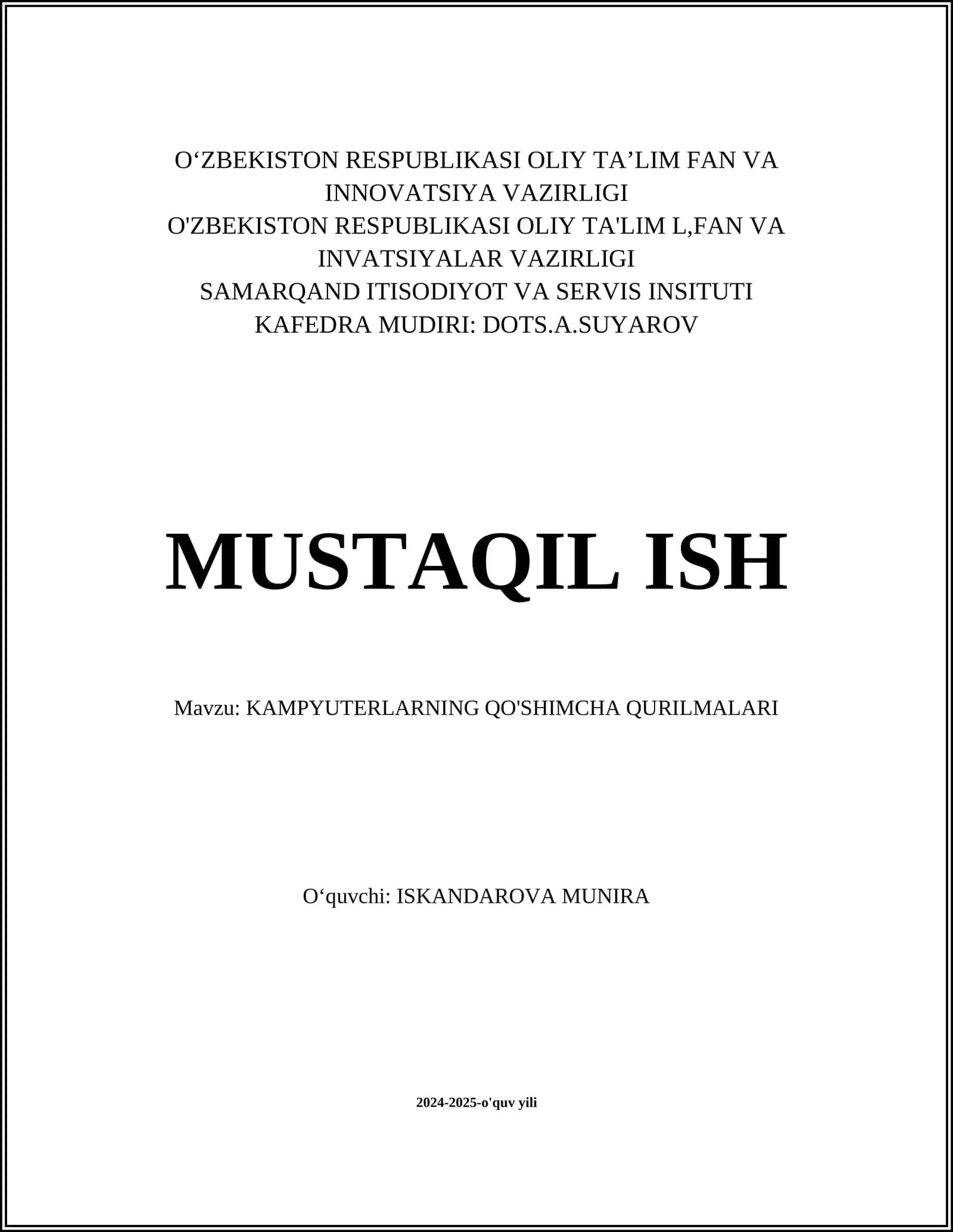 KAMPYUTERLARNING QO'SHIMCHA QURILMALARI 1
