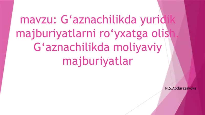 G‘aznachilikda yuridik majburiyatlarni ro‘yxatga olish 1