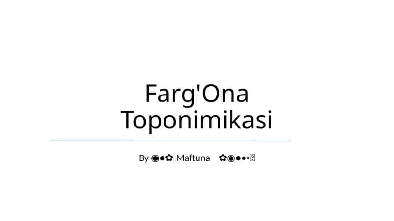 Farg'Ona Toponimikasi 1
