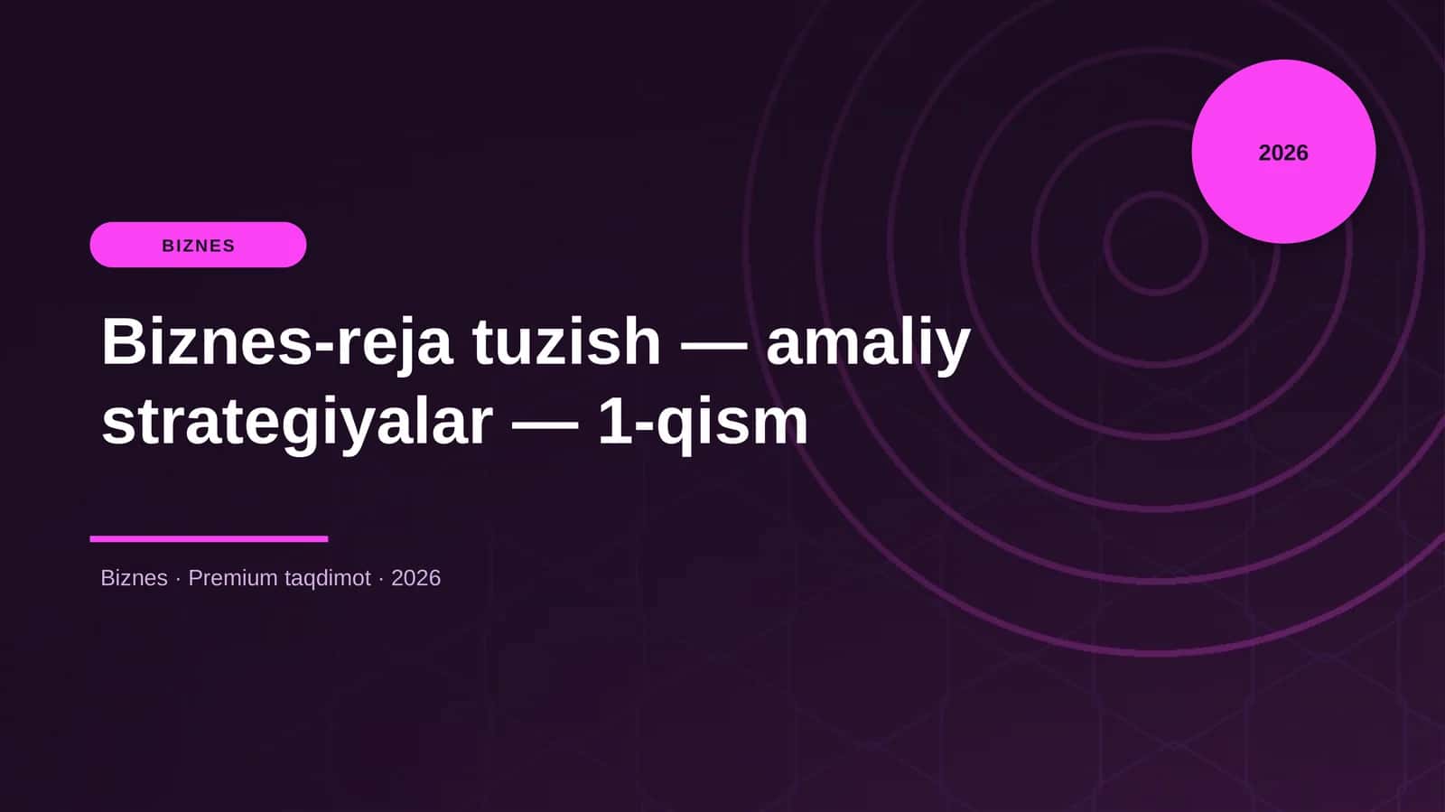 Biznes-reja tuzish — amaliy strategiyalar — 1-qism 1