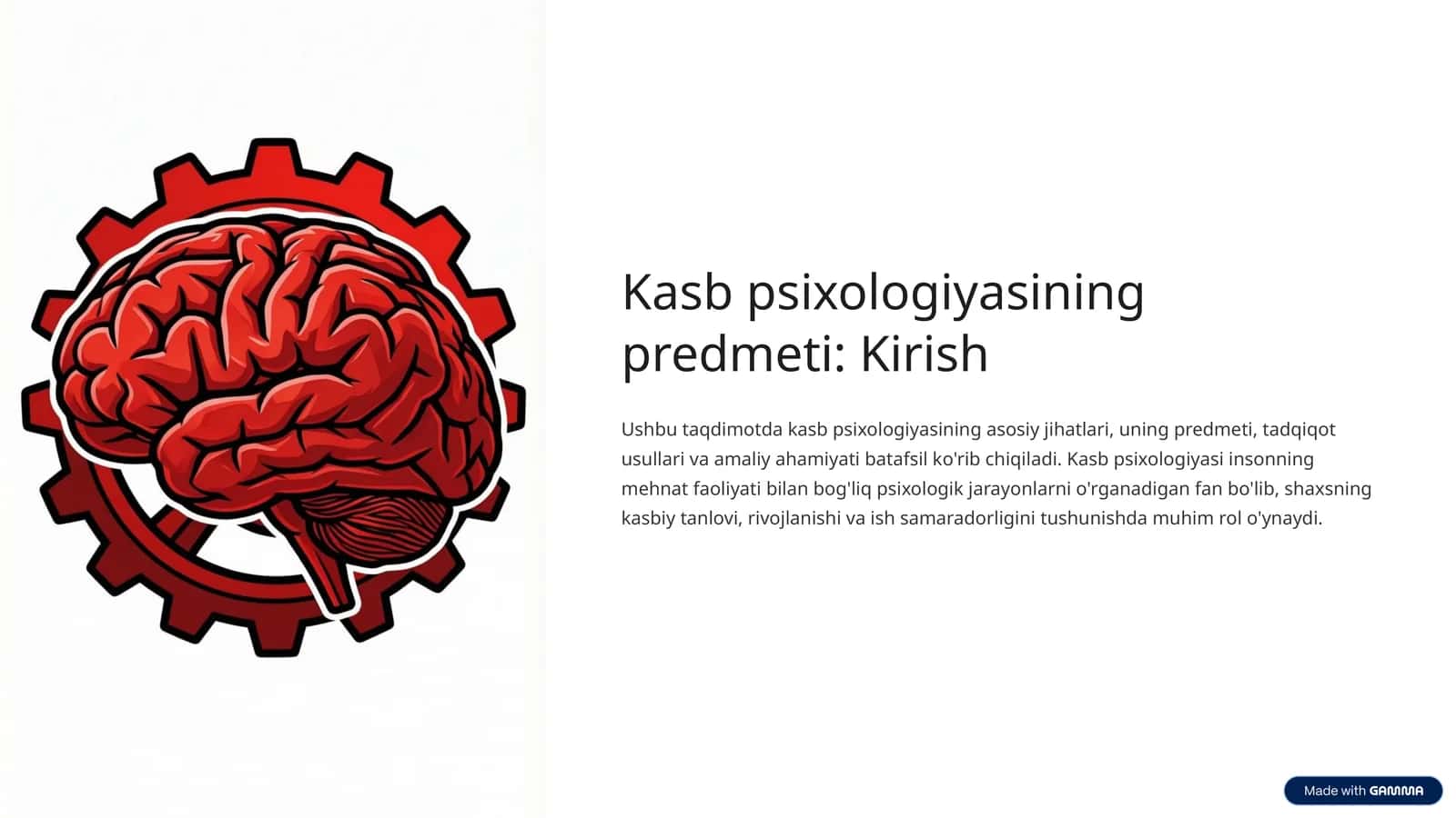 Kasb psixologiyasining predmeti: Kirish 1
