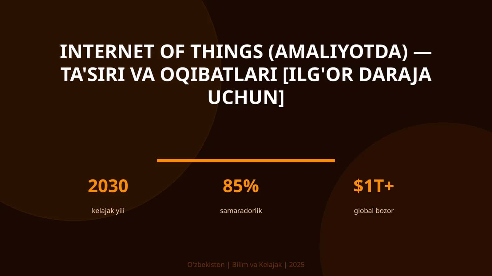 INTERNET OF THINGS (AMALIYOTDA) — TA'SIRI VA OQIBATLARI [ILG'OR DARAJA UCHUN] 1