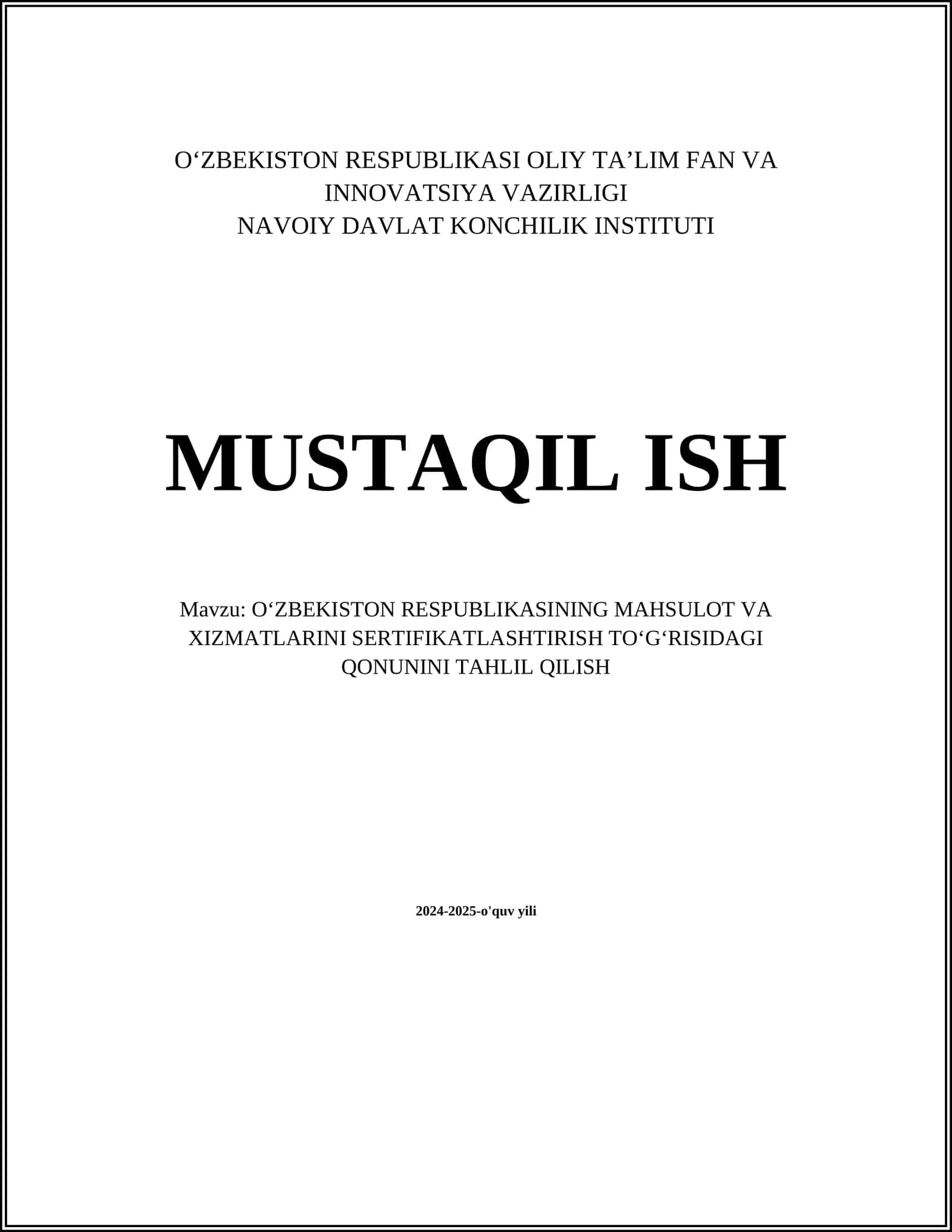 O‘zbekiston Respublikasining sertifikatlashtirish tizimi 1