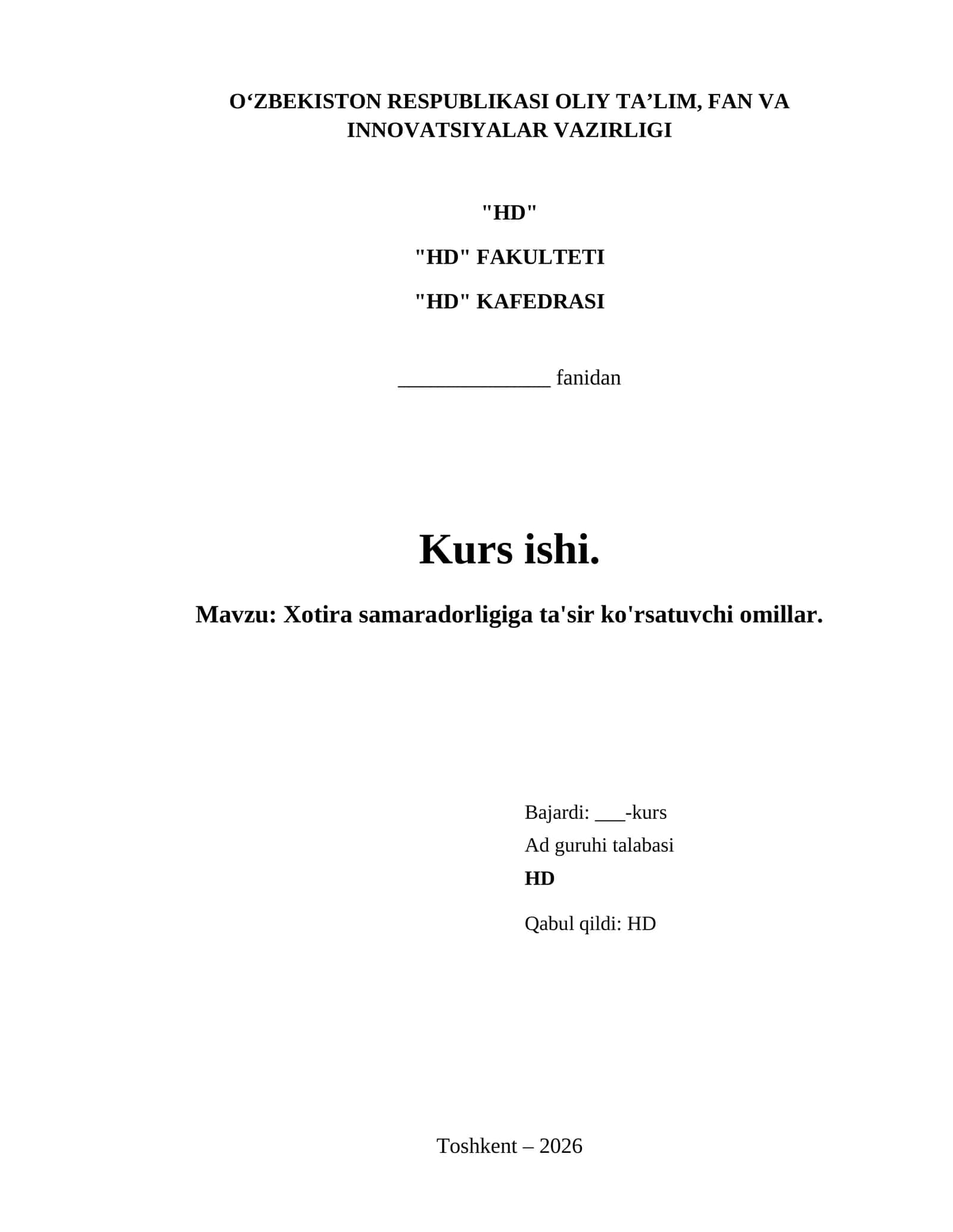 Xotira samaradorligiga ta'sir ko'rsatuvchi omillar. 1