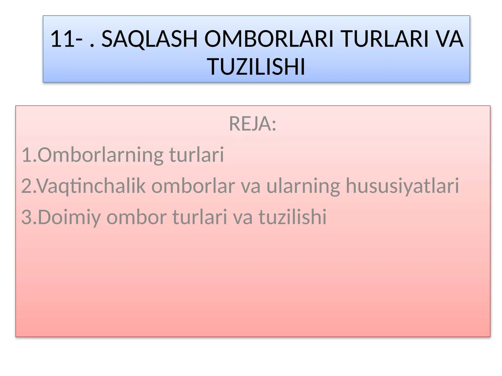 SAQLASH OMBORLARI TURLARI VATUZILISHI 1
