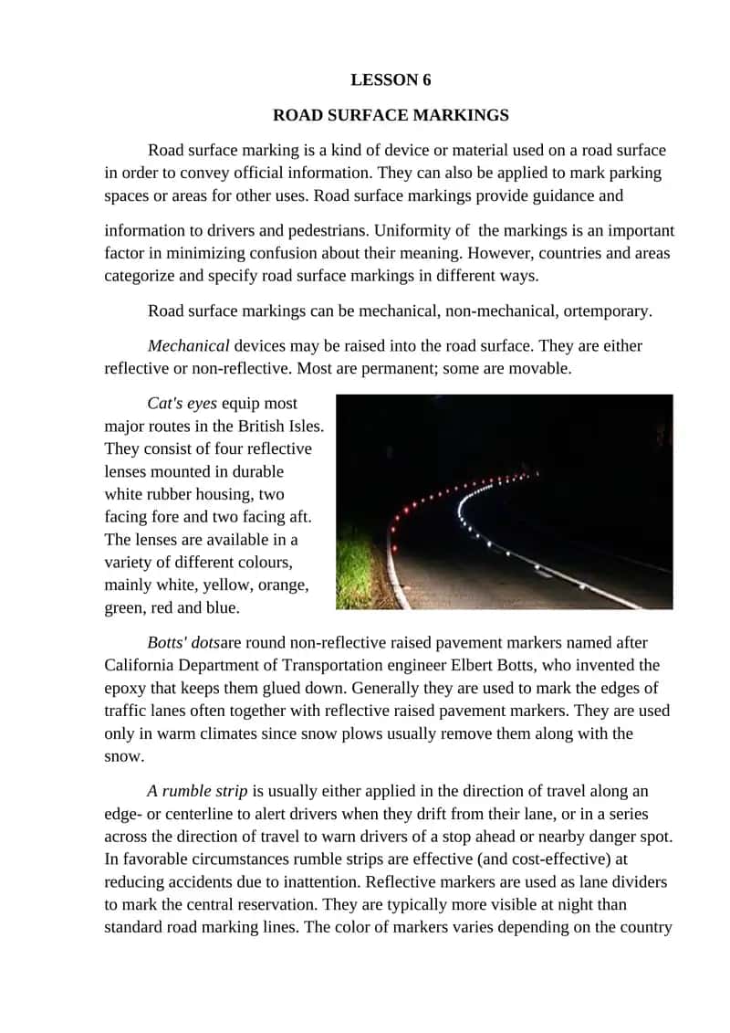 ROAD SURFACE MARKINGS 1