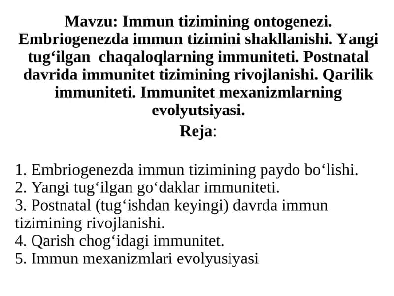 Immunitetning T-tizimi embriogenezi 1