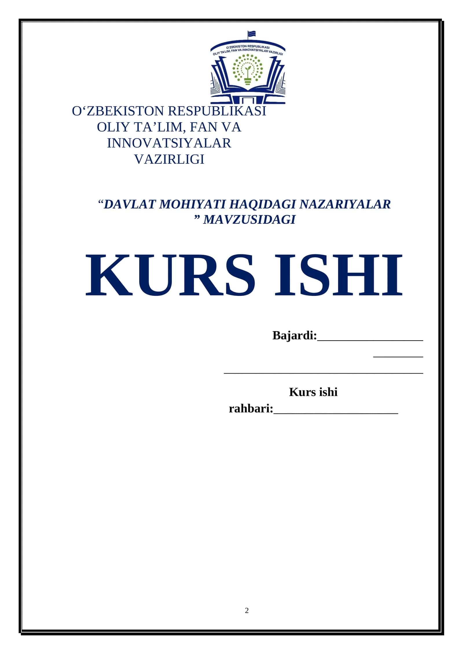 DAVLAT MOHIYATI HAQIDAGI NAZARIYALAR 1