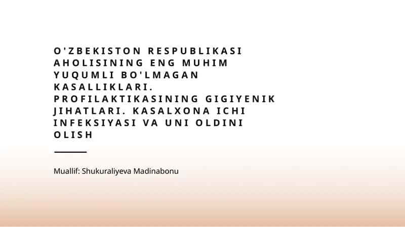 O'zbekistondagi Muqaddas bo'lmagan kasalliklar tahlili 1