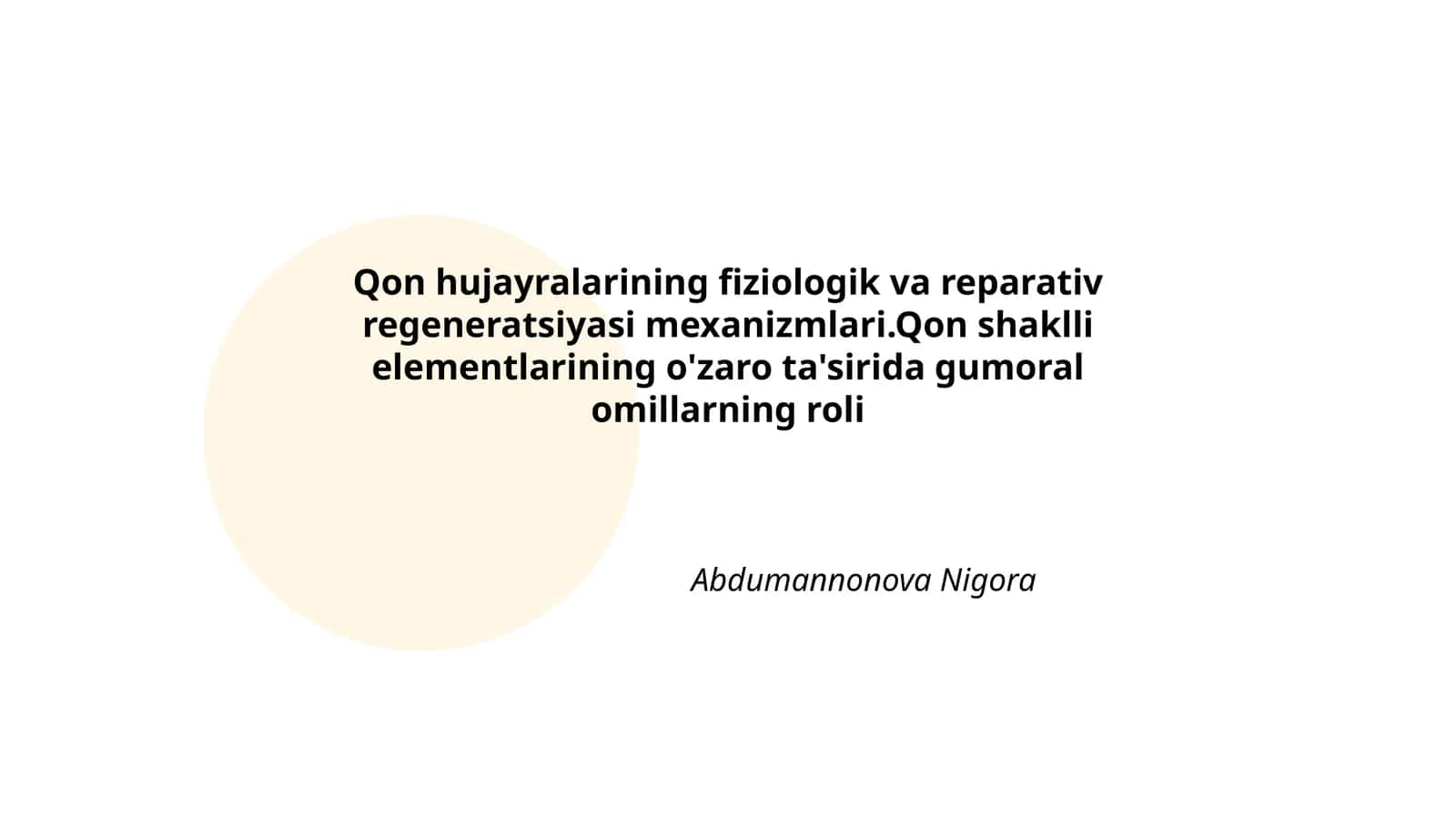 Qon hujayralarining fiziologik va reparativ regeneratsiyasi 1