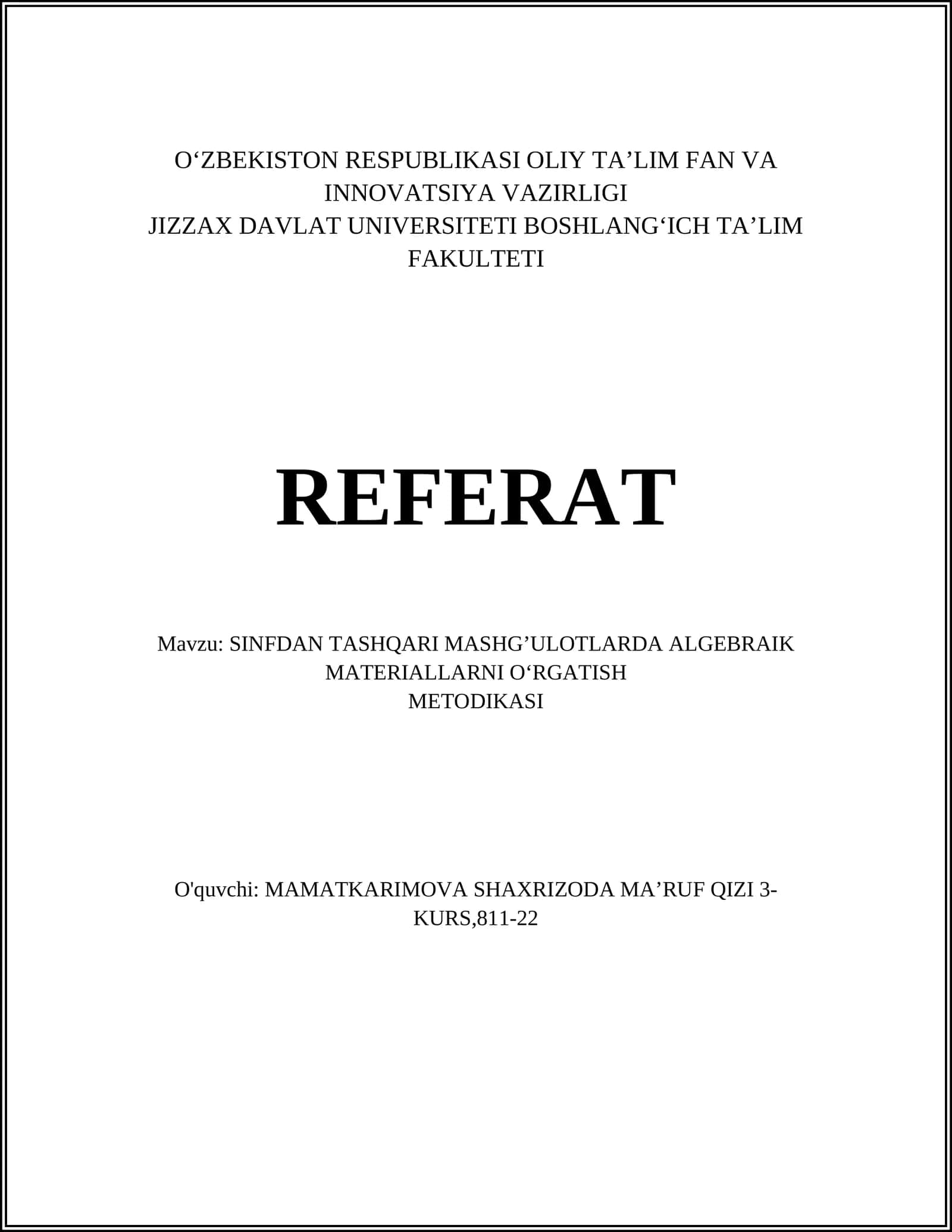 Algebraik Tushunchalar 1
