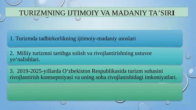 TURIZMNING IJTIMOIY VA MADANIY TA’SIRI 1