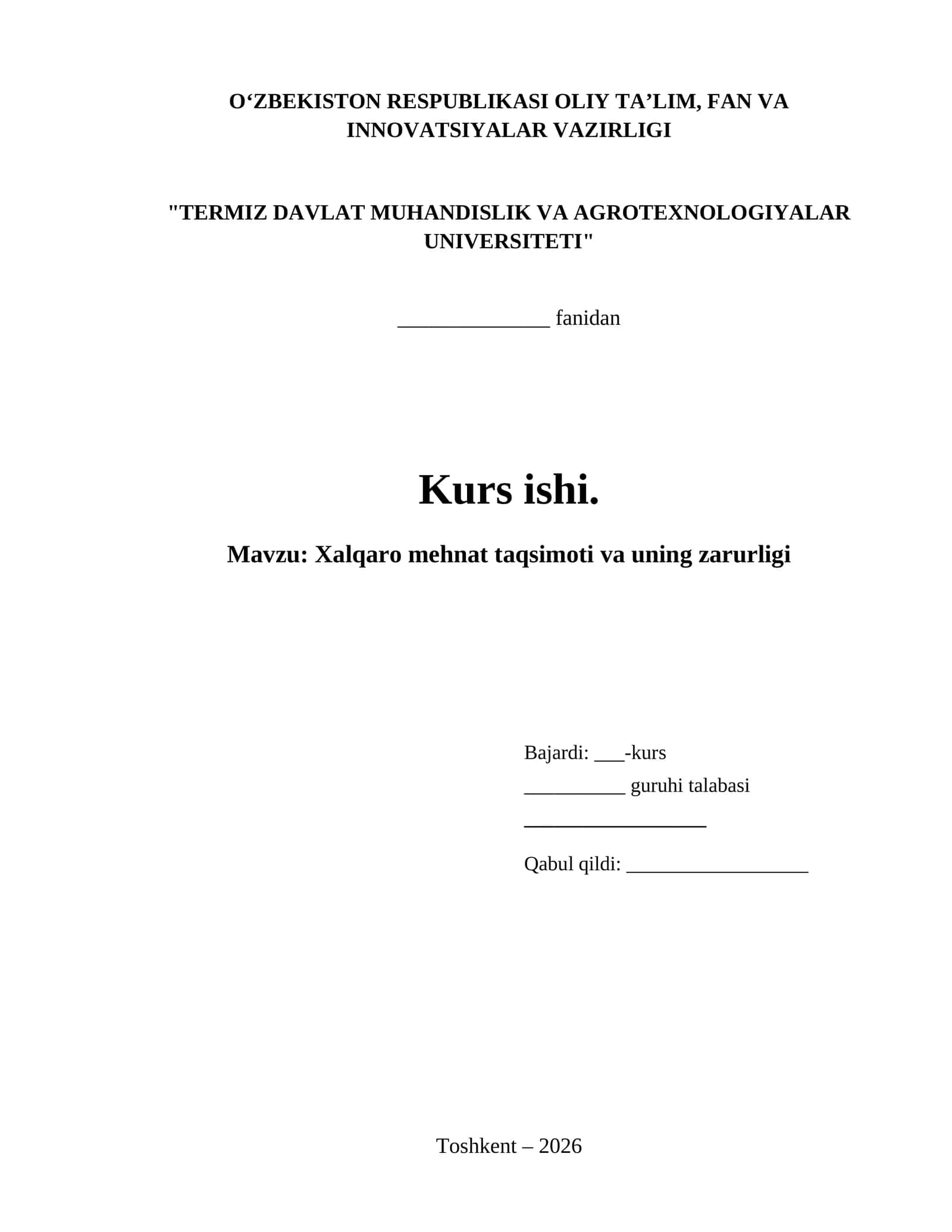 Xalqaro mehnat taqsimoti va uning zarurligi 1
