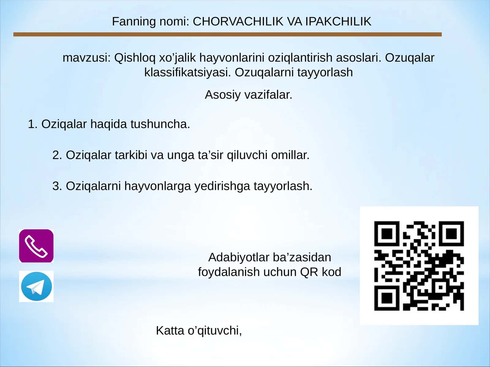 CHORVACHILIK VA IPAKCHILIK 1