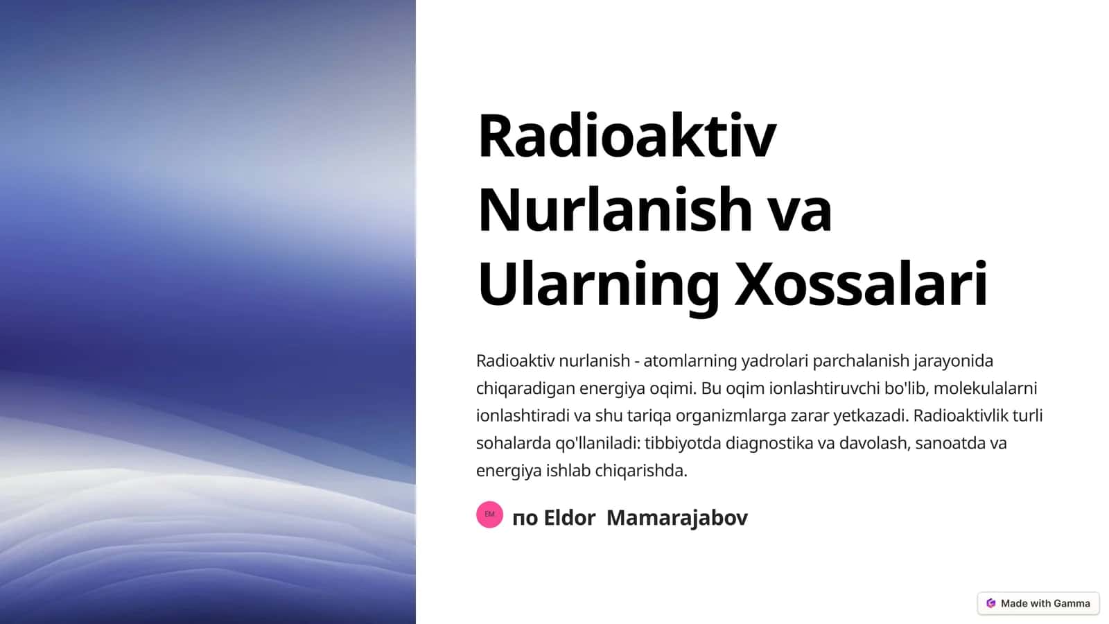 Radioaktiv Nurlanish va Ularning Xossalari 1