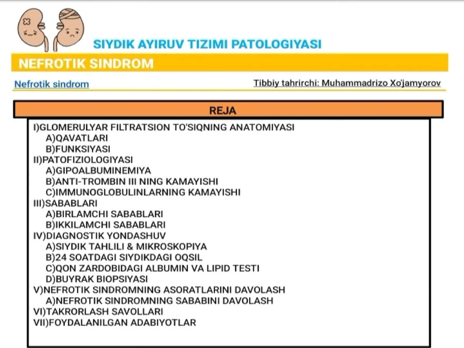Siydik ayirish patologiyasi 1