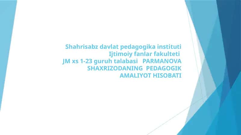 PEDAGOGIKA MALIYOT HISOBATI 1