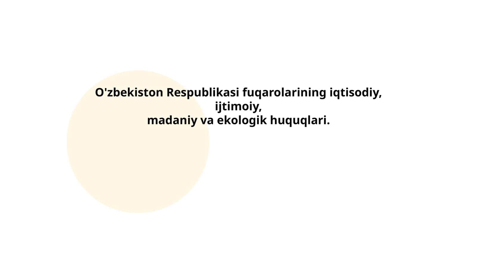 O'zbekiston Respublikasi fuqarolarining iqtisodiy, ijtimoiy, madaniy va ekologik huquqlari 1