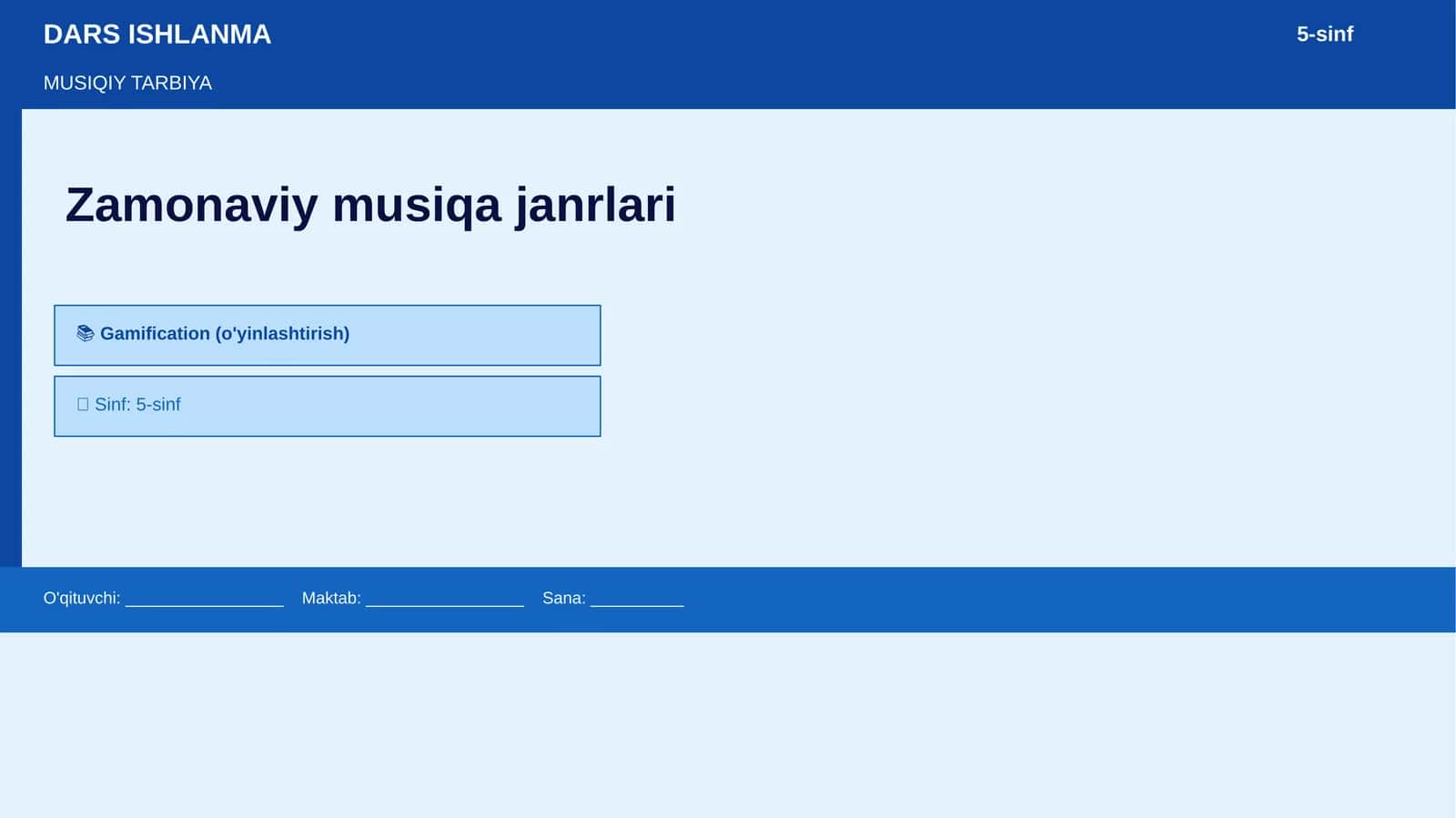 MUSIQIY TARBIYA - Zamonaviy musiqa janrlari 1