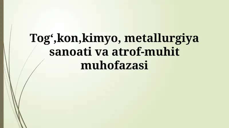 Konchilik, kimyo, metallurgiya sanoati va atrof-muhit muhofazasi 1