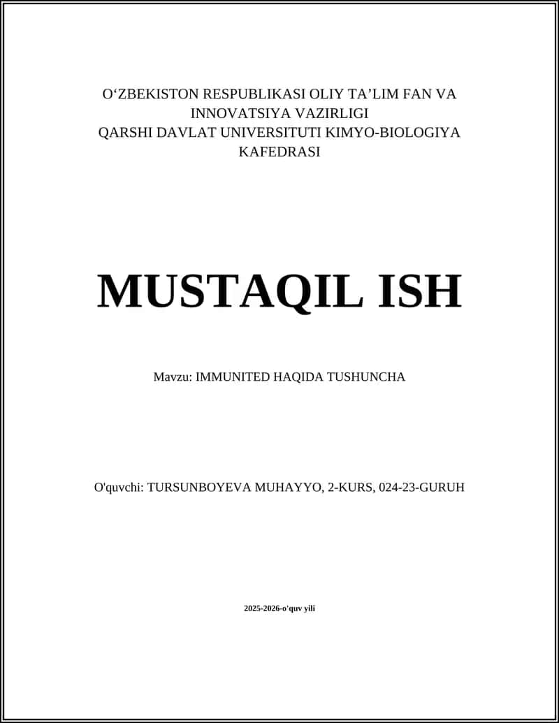 IMMUNITED HAQIDA TUSHUNCHA 1