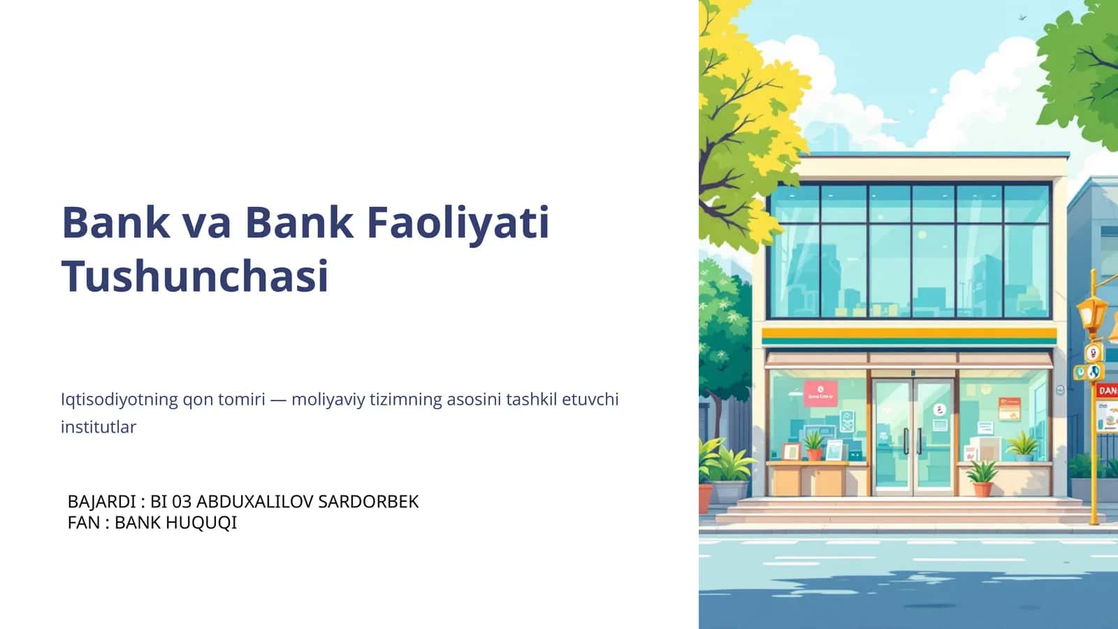 Bank va Bank Faoliyati Tushunchasi 1