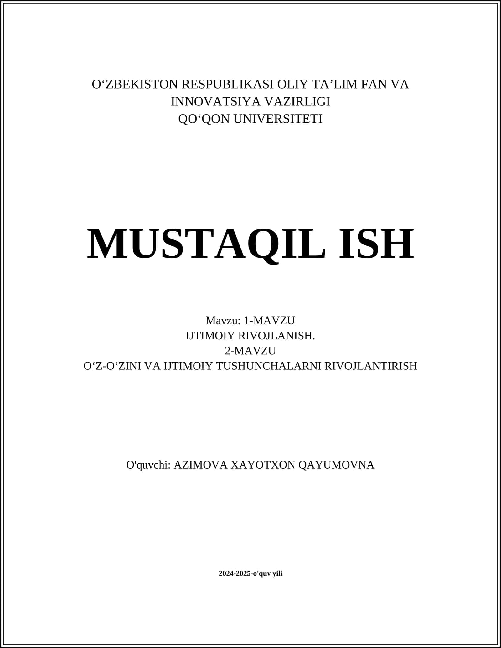 Ijtimoiy rivojlanish 1