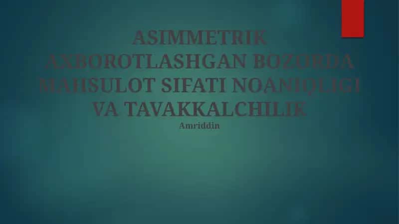 Nosimmetrik Ma'lumotlarni hal qilish 1