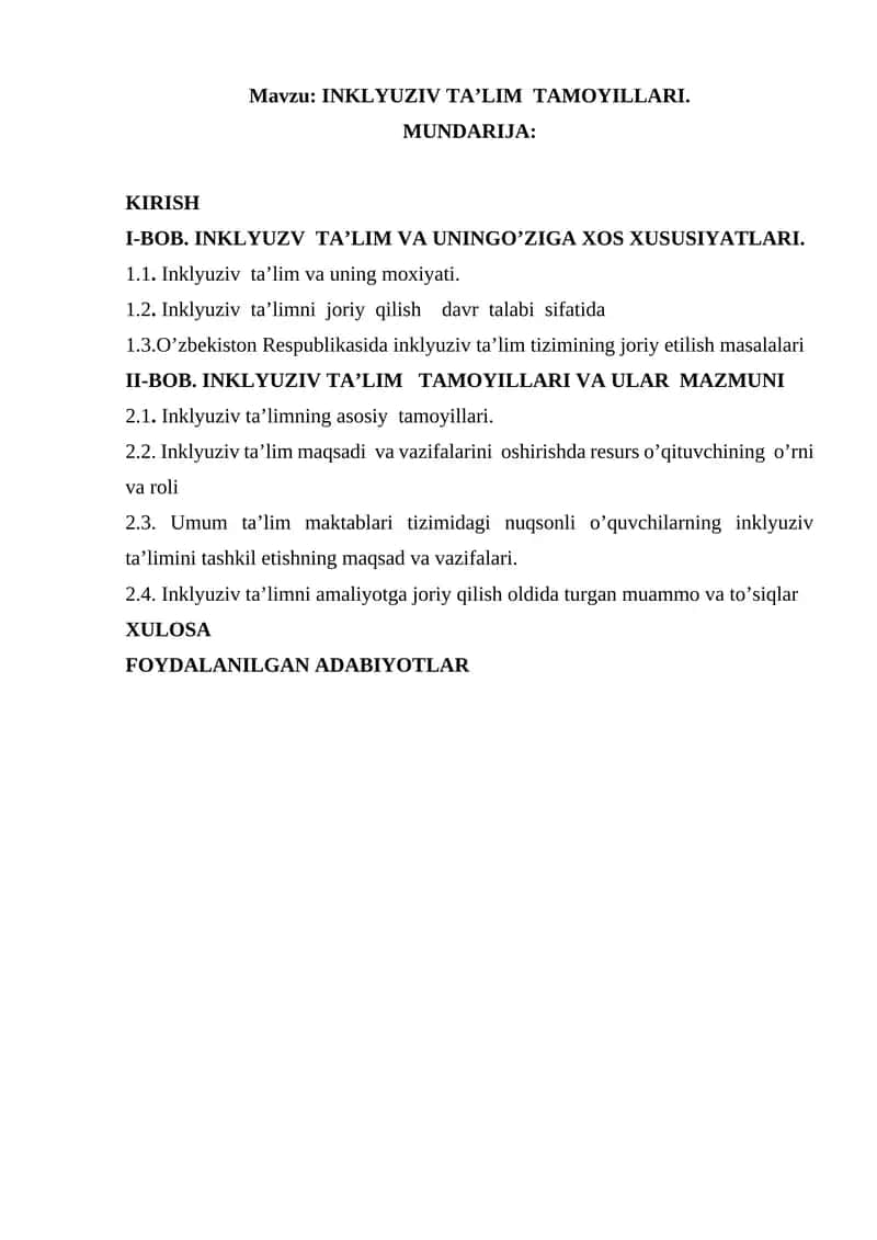 INKLYUZIV TA’LIM TAMOYILLARI 1