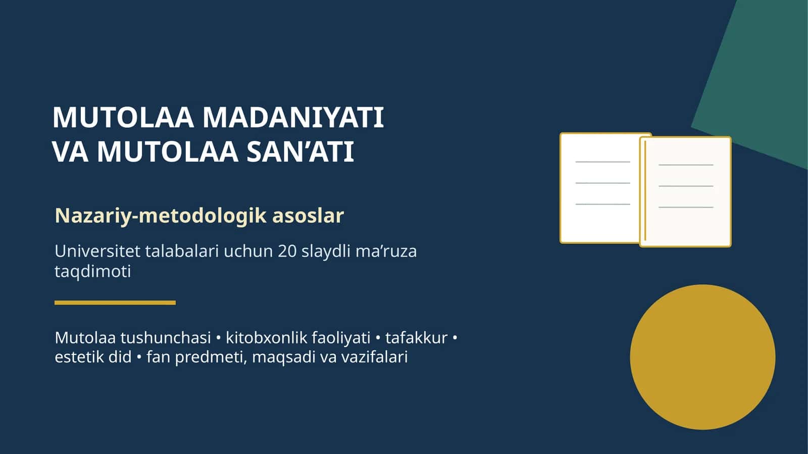 MUTOLAA MADANIYATI VA MUTOLAA SAN’ATI 1