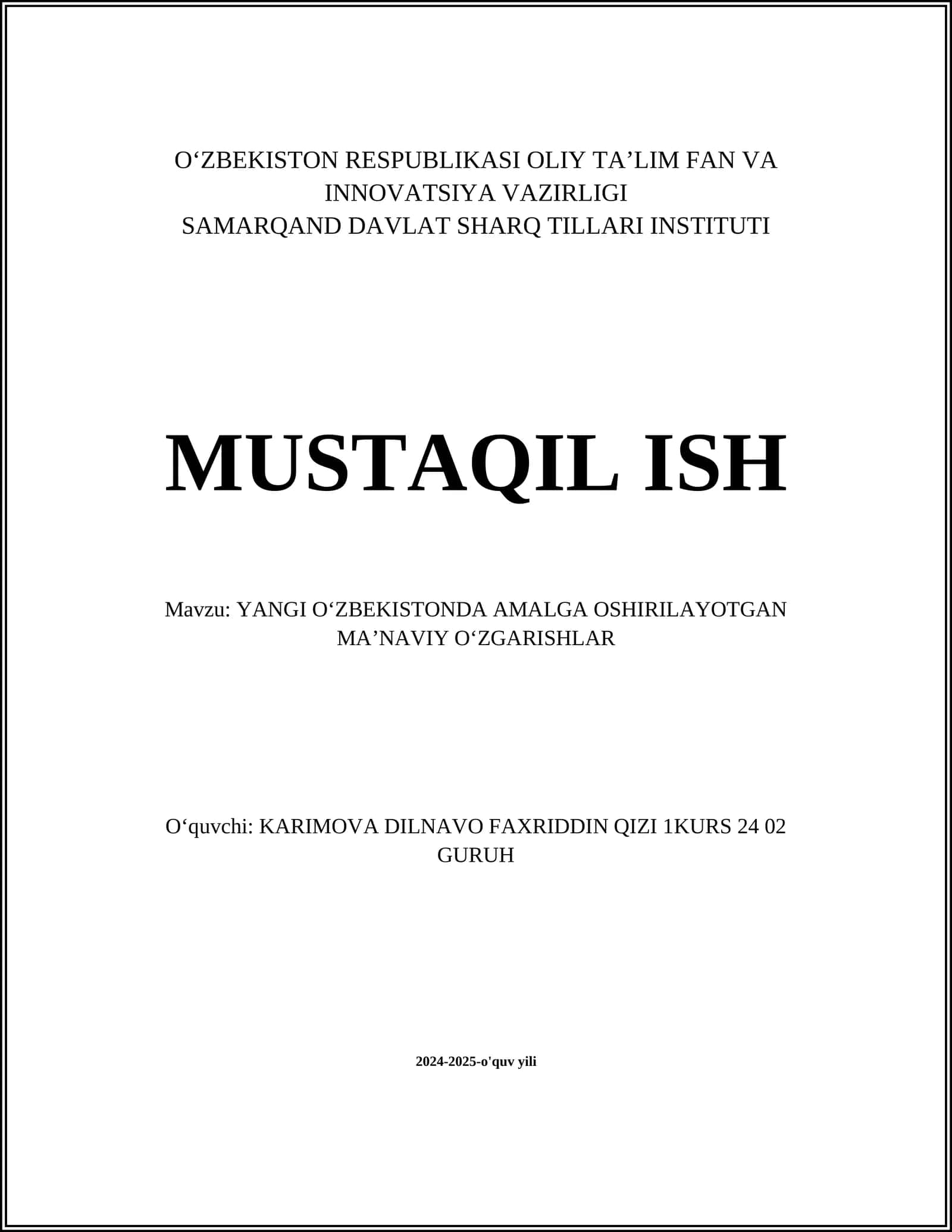 Yangi O‘zbekistonning ma’naviy rivojlanish strategiyasi 1