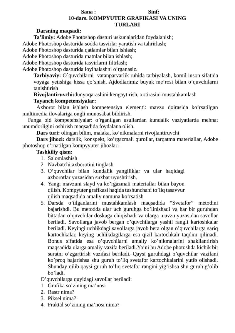 KOMPYUTER GRAFIKASI VA UNING TURLARI 1