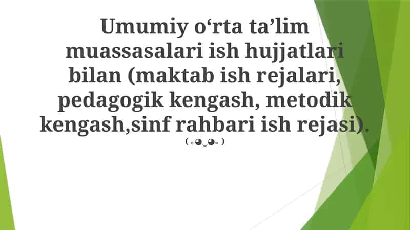 Maktab Ish Rejalari: Tuzuv va Amalga Oshirish 1