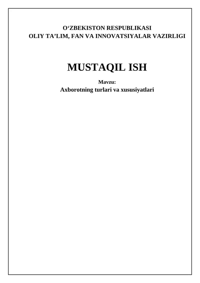 Axborotning turlari va xususiyatlari 1
