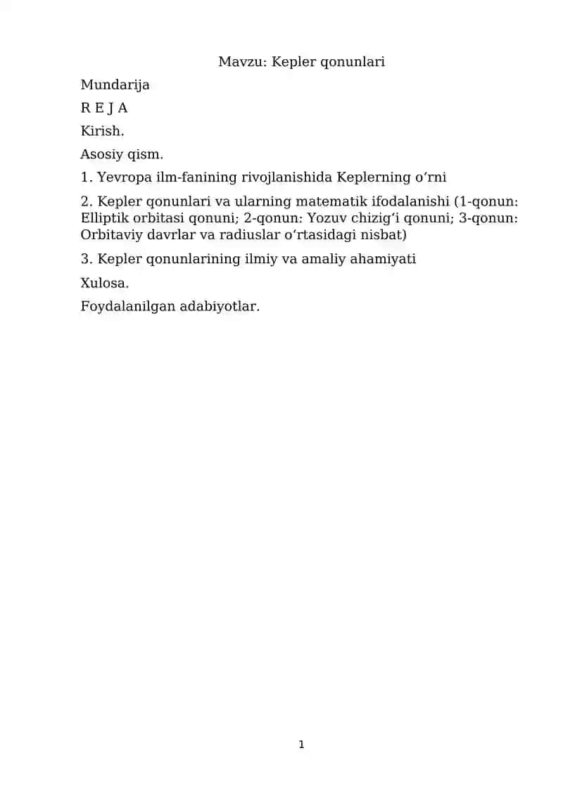 Kepler qonunlari